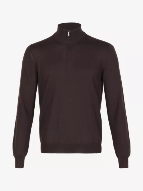 Gran Sasso Gran Sasso Trui halfzip - Donkerbruin