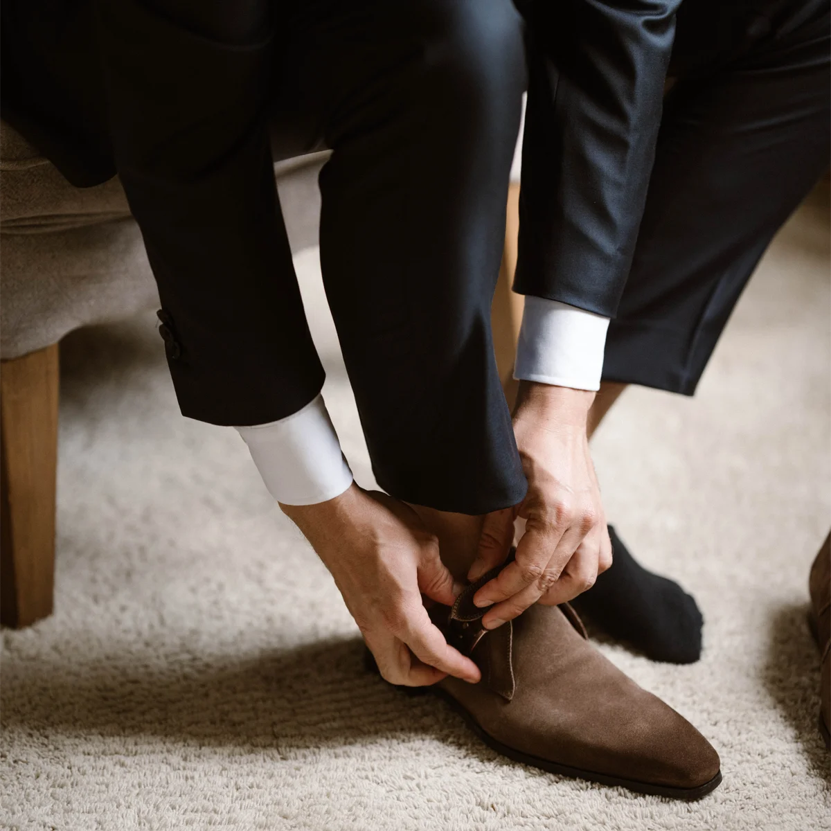 Puntschoen trouwdag bruidegom