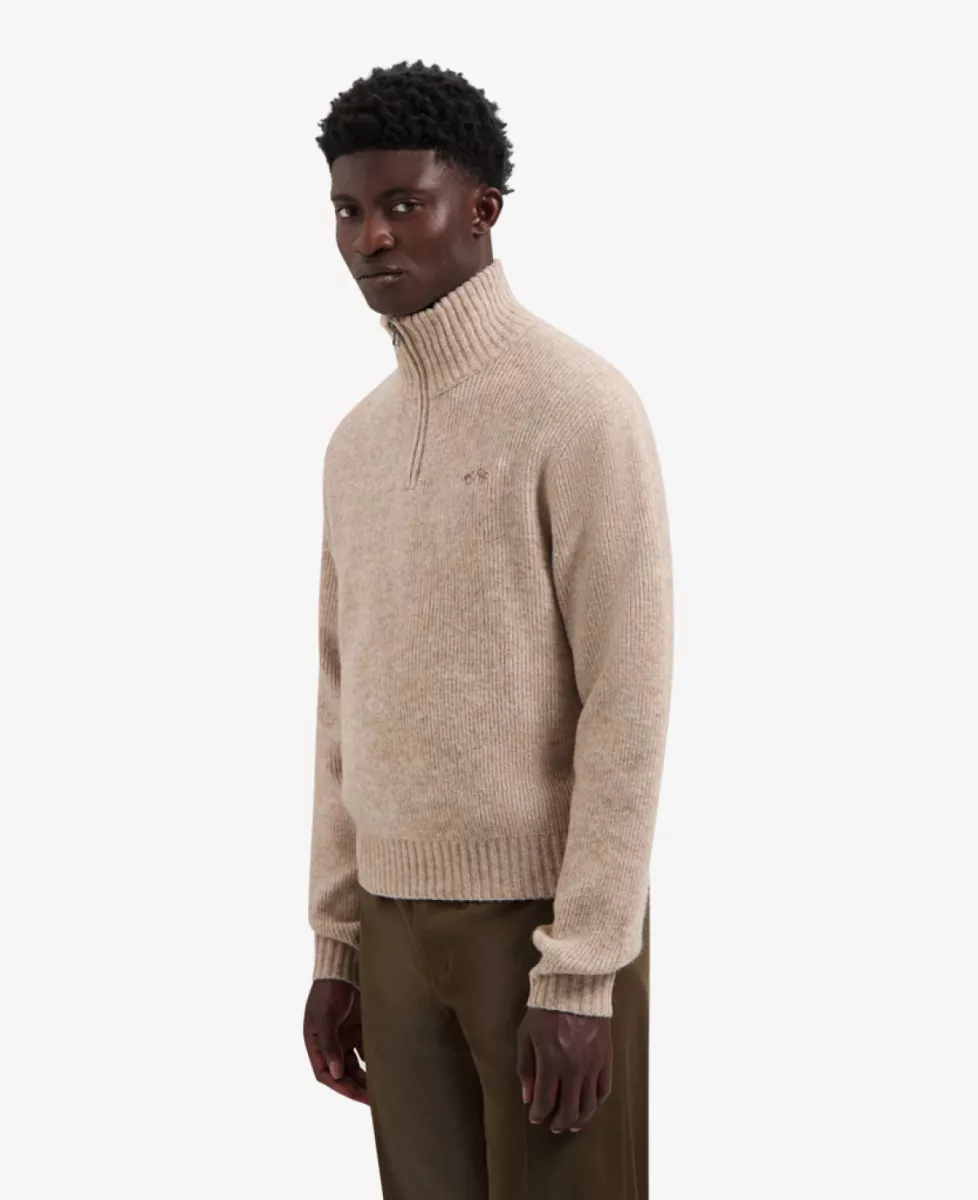 Olaf Signature Knitted Zip Mock - Ecru 3 Olaf Olaf Signature Knitted Zip Mock - Ecru