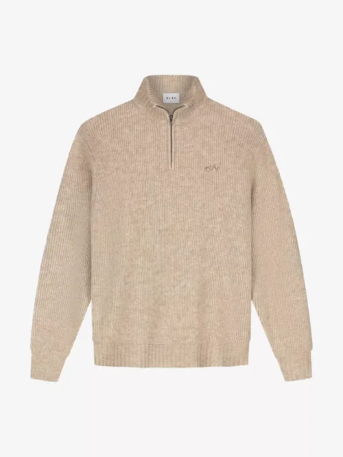 Olaf Olaf Signature Knitted Zip Mock - Ecru
