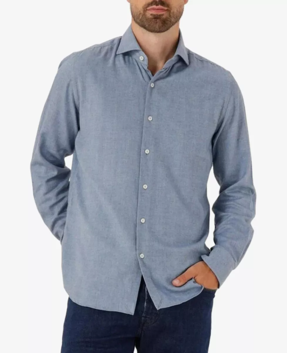 Xacus Shirt Flannel - Middelblauw 2 Xacus Xacus Shirt Flannel - Middelblauw