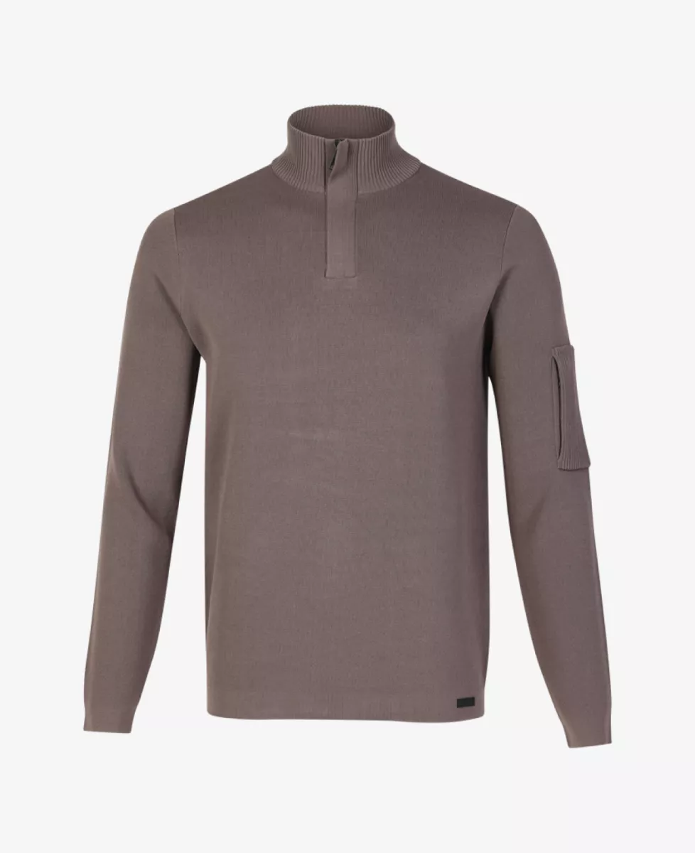 Genti Trui halfzip - Taupe 1 Genti Genti Trui halfzip - Taupe