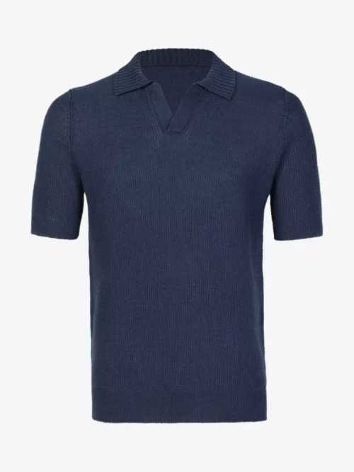 Gran Sasso Gran Sasso Polo Gebreid Linnen - Navy