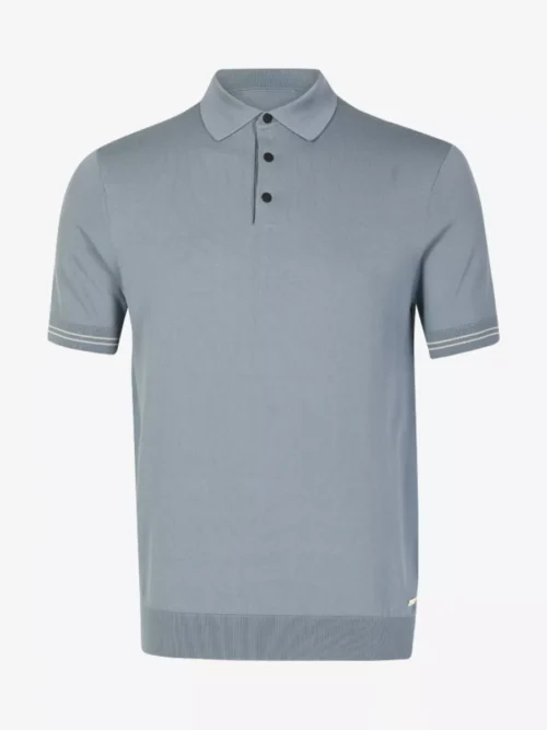 Seven Dials Seven Dials Polo Gebreid - Middelblauw