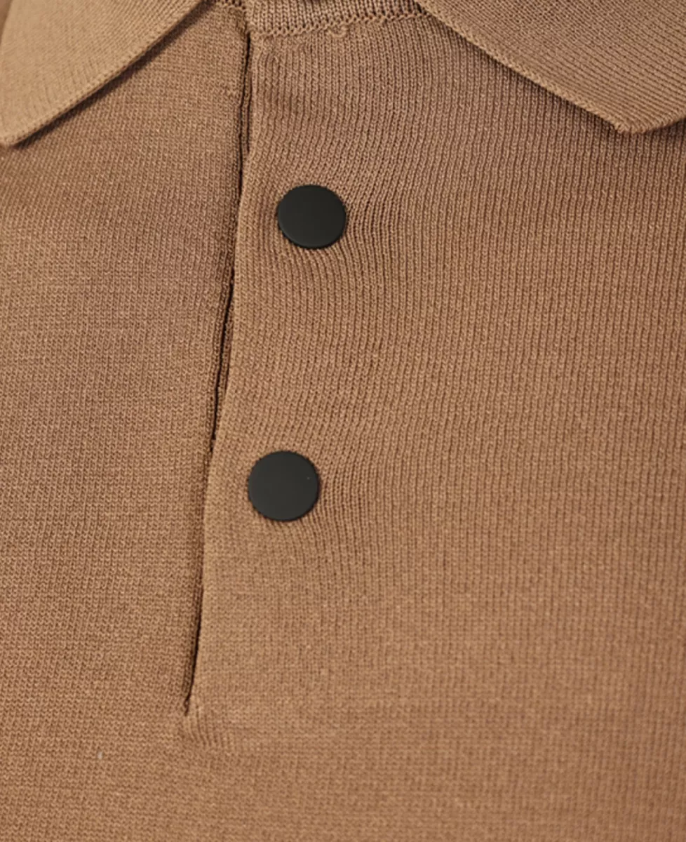 Seven Dials Polo Gebreid - Middelbruin 3 Seven Dials Seven Dials Polo Gebreid - Middelbruin