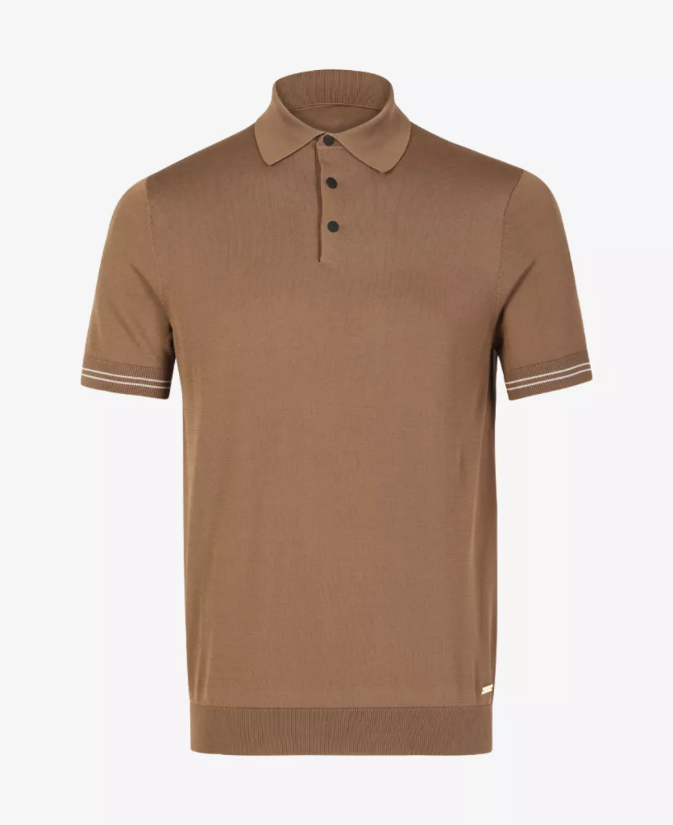 Seven Dials Polo Gebreid - Middelbruin 1 Seven Dials Seven Dials Polo Gebreid - Middelbruin