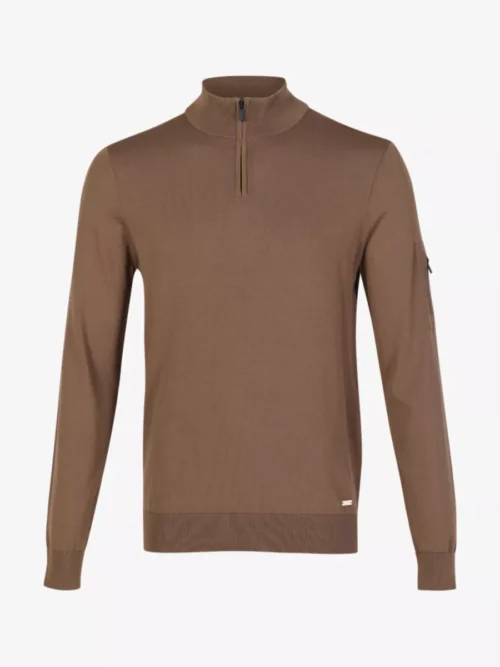 Seven Dials Seven Dials Trui Halfzip - Bruin