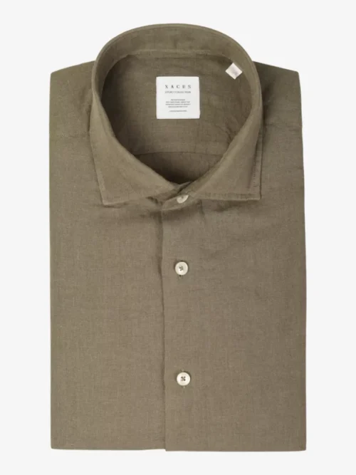 Xacus Xacus Linnen shirt short fit - Bruin