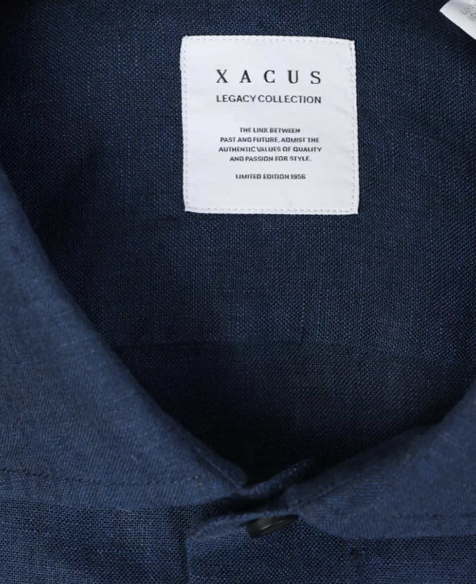 Xacus Linnen shirt short fit - Donkerblauw 3 Xacus Xacus Linnen shirt short fit - Donkerblauw