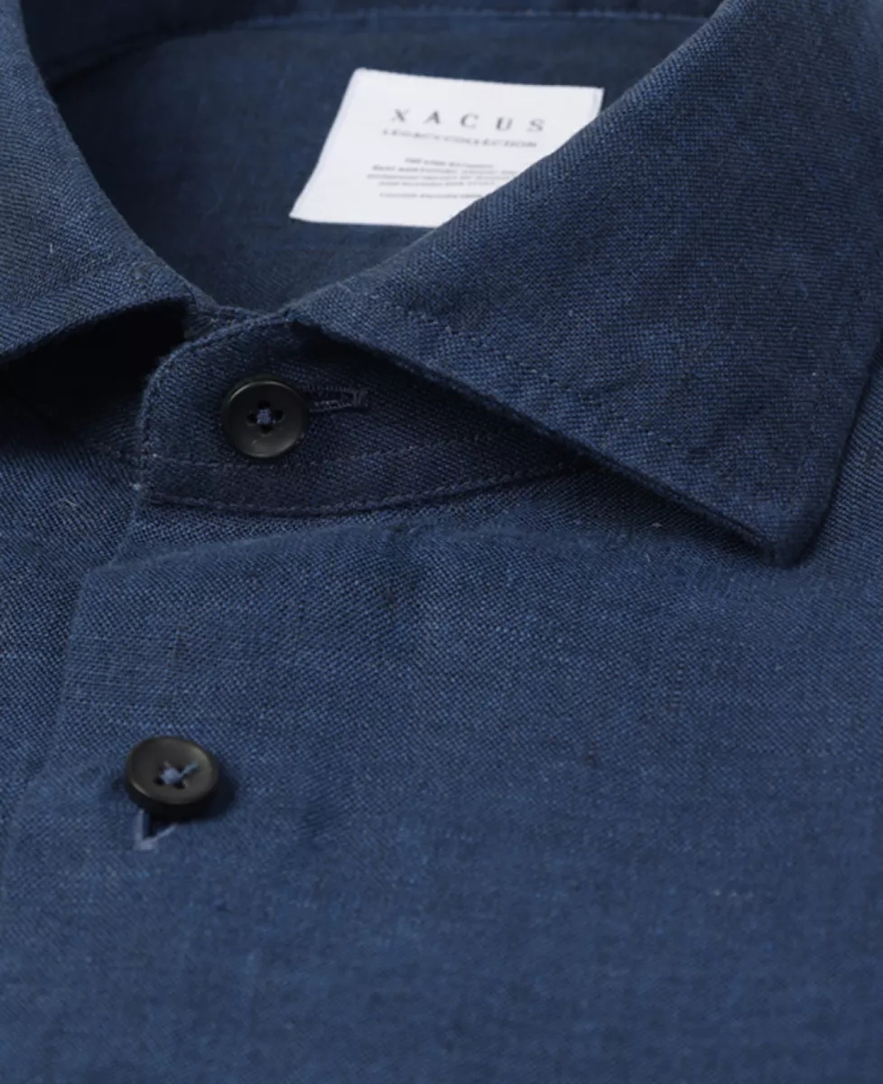 Xacus Linnen shirt short fit - Donkerblauw 4 Xacus Xacus Linnen shirt short fit - Donkerblauw