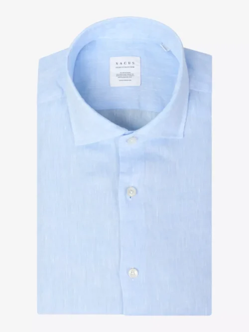Xacus Xacus Linnen shirt short fit - Lichtblauw