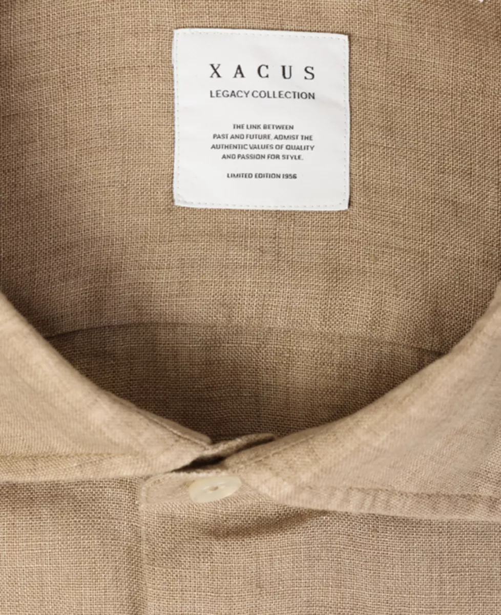 Xacus Linnen shirt short fit - Taupe 3 Xacus Xacus Linnen shirt short fit - Taupe