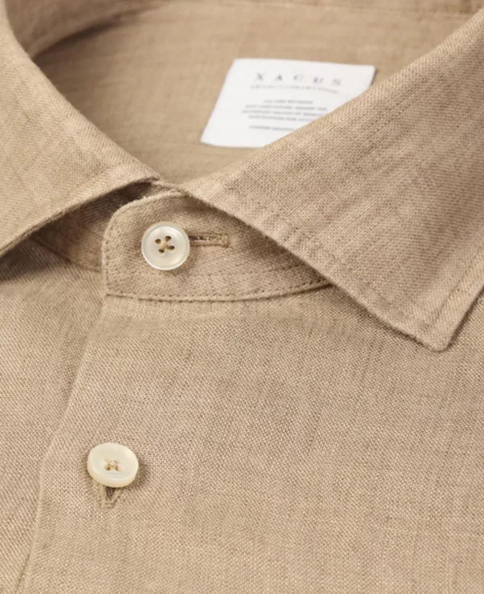 Xacus Linnen shirt short fit - Taupe 4 Xacus Xacus Linnen shirt short fit - Taupe