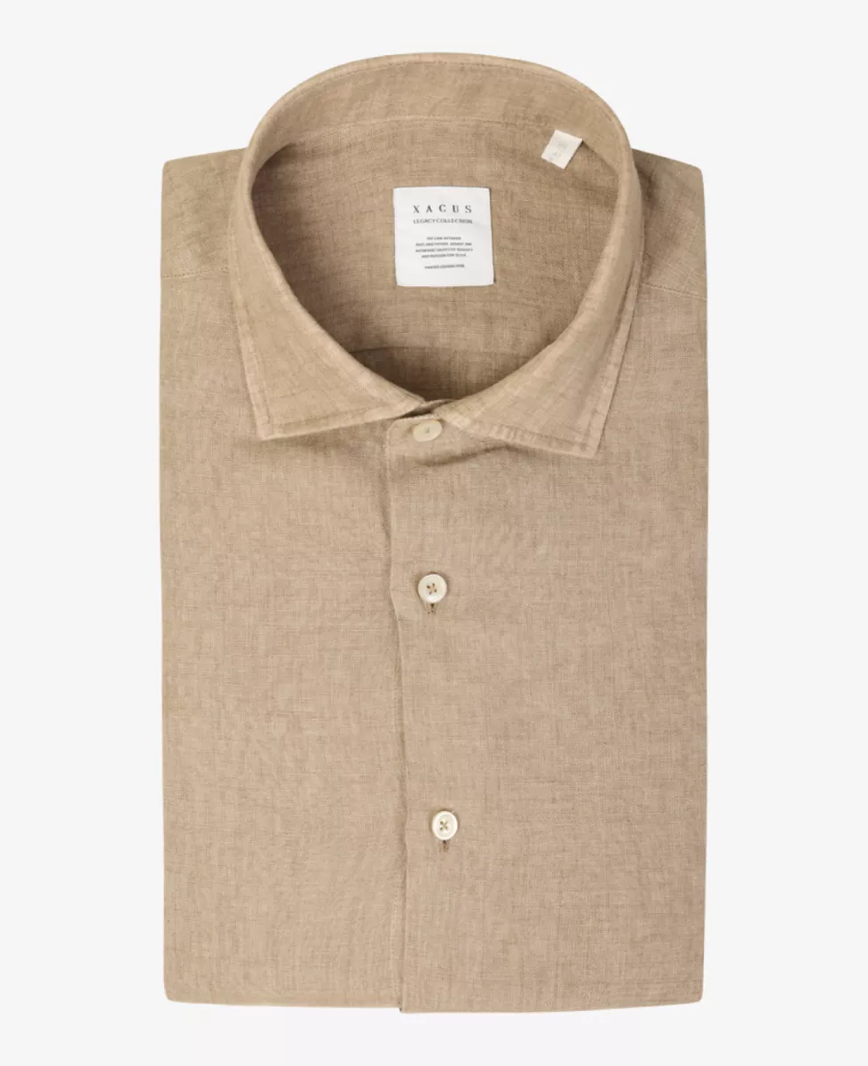 Xacus Linnen shirt short fit - Taupe 1 Xacus Xacus Linnen shirt short fit - Taupe