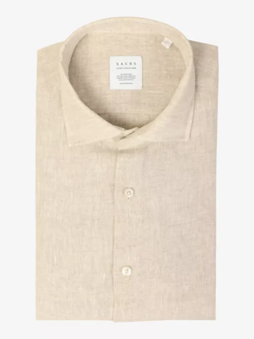 Xacus Xacus Linnen shirt short fit - Zand