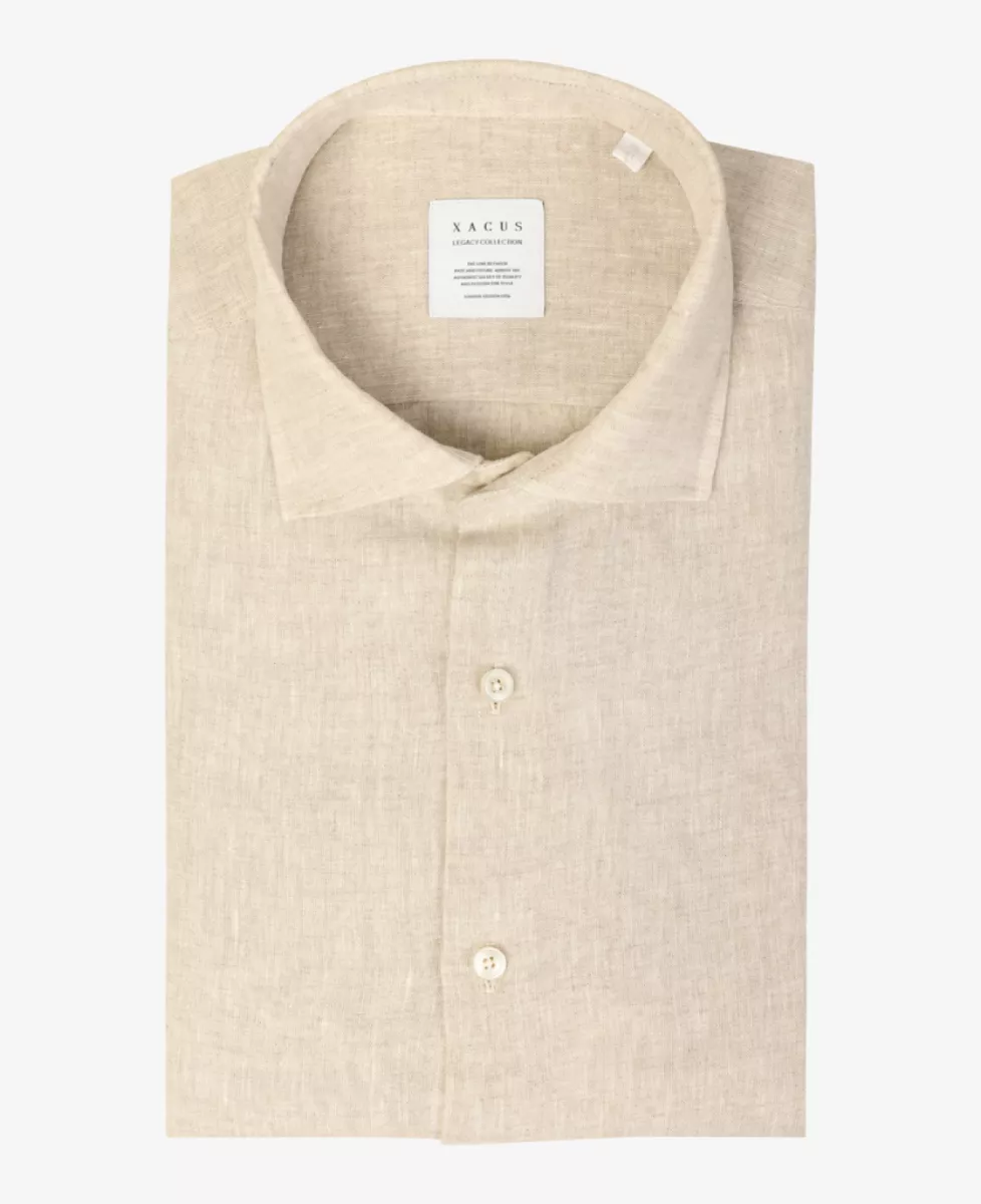 Xacus Linnen shirt short fit - Zand 1 Xacus Xacus Linnen shirt short fit - Zand
