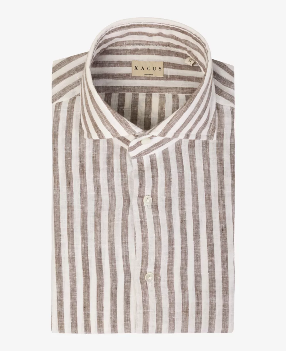 Xacus Shirt linnen - Bruin 1 Xacus Xacus Shirt linnen - Bruin
