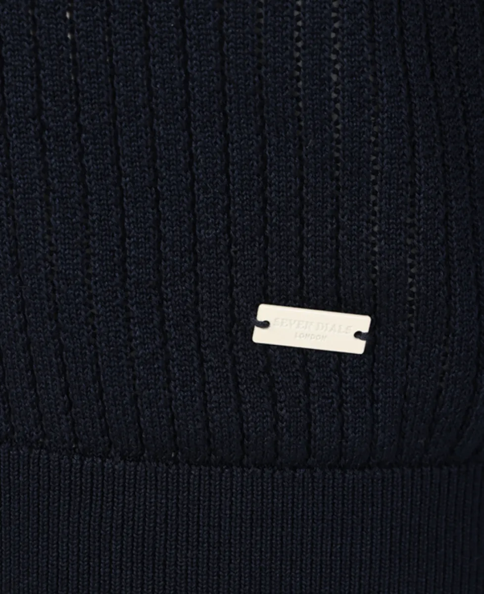 Seven Dials Polo Gebreid - Navy 3 Seven Dials Seven Dials Polo Gebreid - Navy