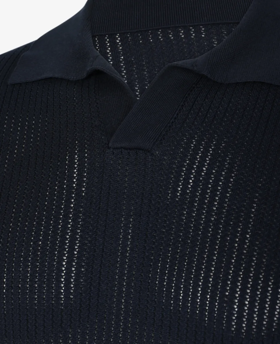 Seven Dials Polo Gebreid - Navy 4 Seven Dials Seven Dials Polo Gebreid - Navy