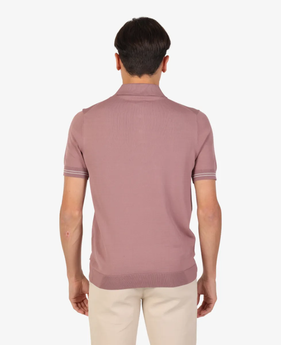 Seven Dials Polo Gebreid - Aubergine 5 Seven Dials Seven Dials Polo Gebreid - Aubergine