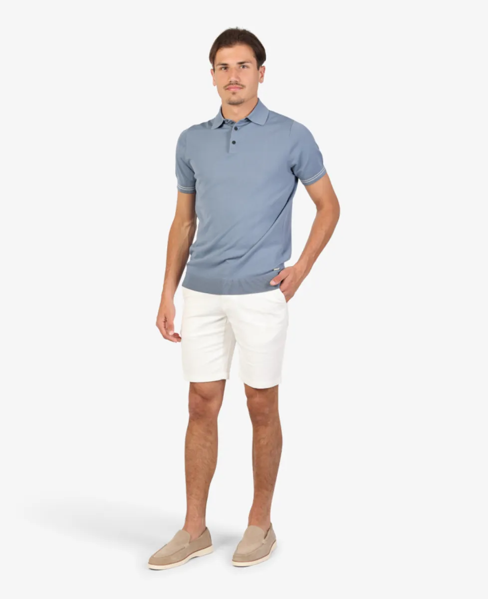 Seven Dials Polo Gebreid - Middelblauw 2 Seven Dials Seven Dials Polo Gebreid - Middelblauw
