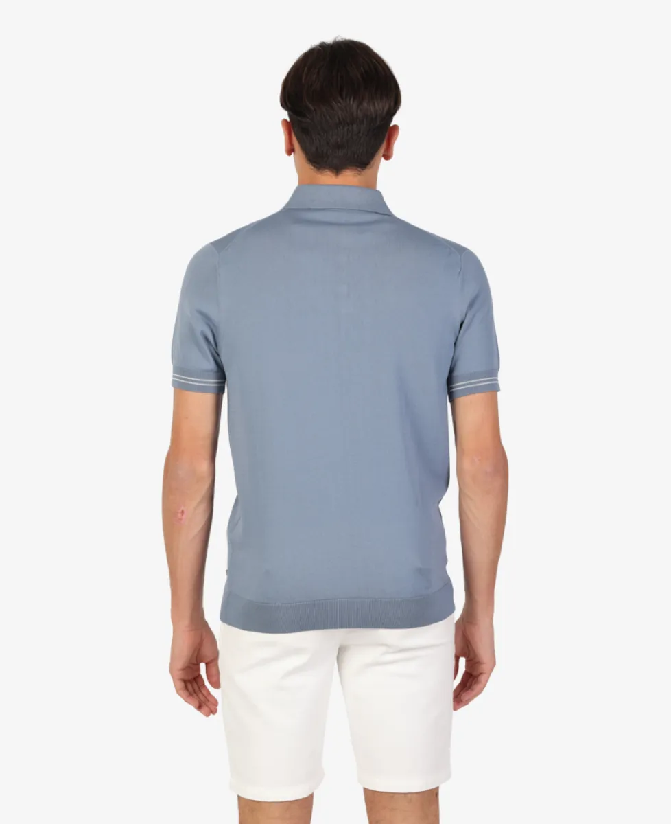 Seven Dials Polo Gebreid - Middelblauw 6 Seven Dials Seven Dials Polo Gebreid - Middelblauw