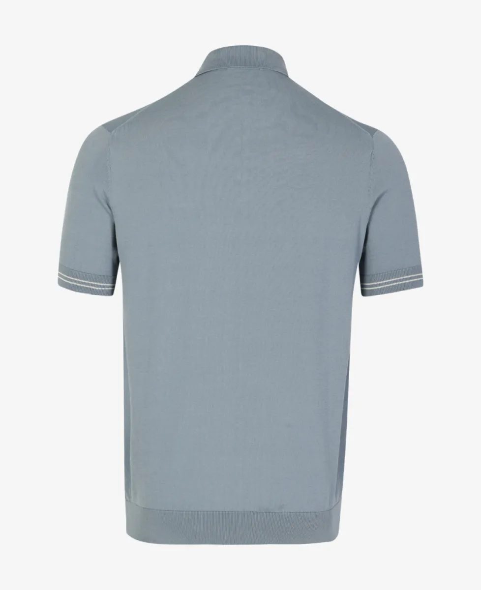 Seven Dials Polo Gebreid - Middelblauw 7 Seven Dials Seven Dials Polo Gebreid - Middelblauw