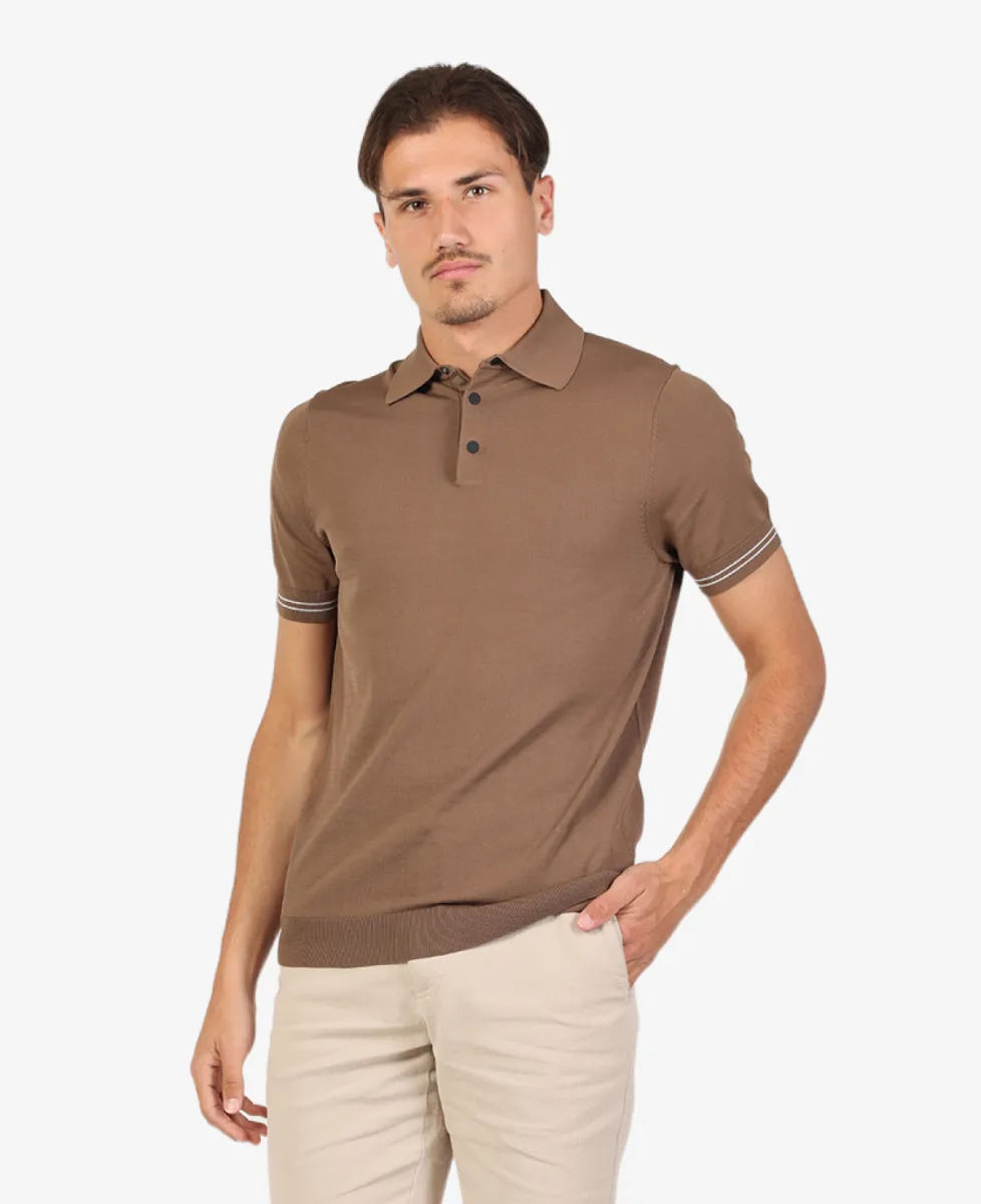Seven Dials Polo Gebreid - Middelbruin 3 Seven Dials Seven Dials Polo Gebreid - Middelbruin