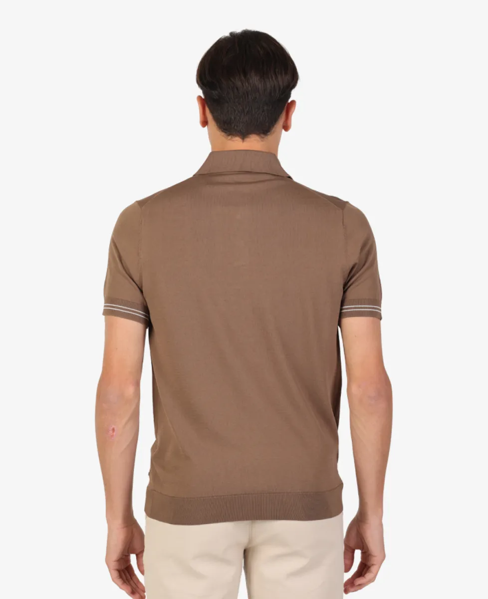 Seven Dials Polo Gebreid - Middelbruin 6 Seven Dials Seven Dials Polo Gebreid - Middelbruin