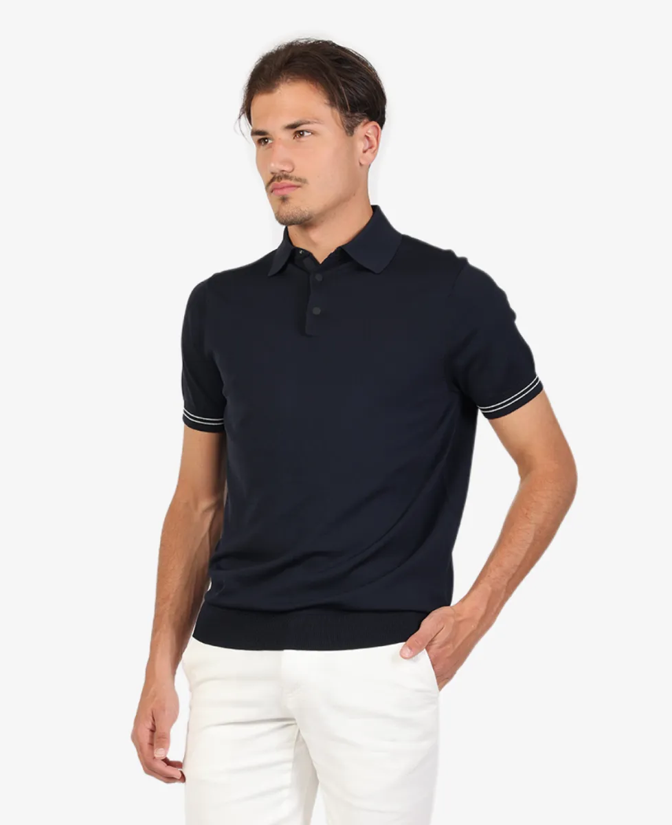 Seven Dials Polo Gebreid - Navy 3 Seven Dials Seven Dials Polo Gebreid - Navy