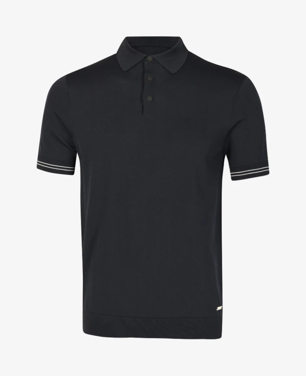 Seven Dials Polo Gebreid - Navy 1 Seven Dials Seven Dials Polo Gebreid - Navy