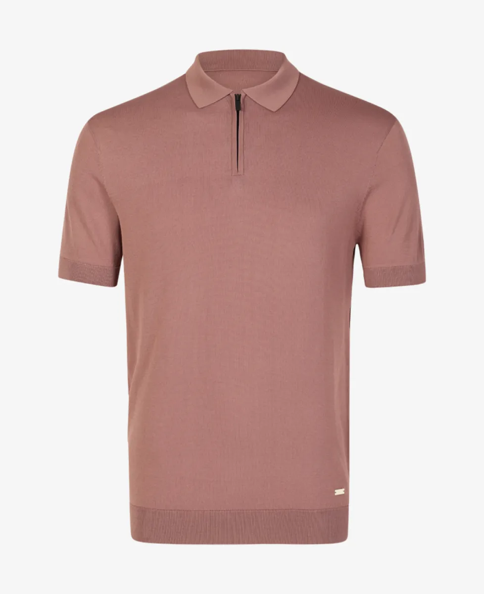 Seven Dials Polo Gebreid - Aubergine 1 Seven Dials Seven Dials Polo Gebreid - Aubergine
