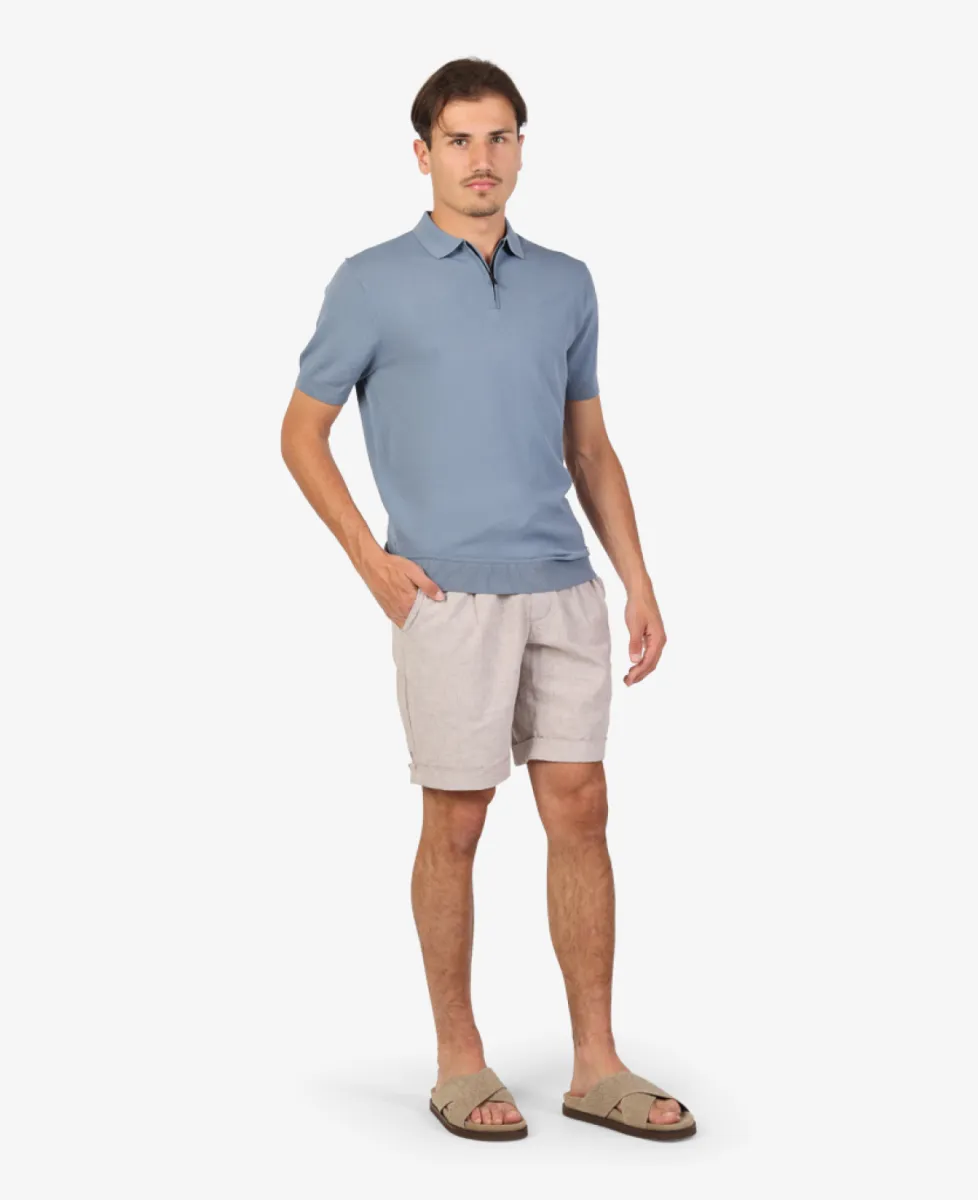 Seven Dials Polo Gebreid - Middelblauw 2 Seven Dials Seven Dials Polo Gebreid - Middelblauw