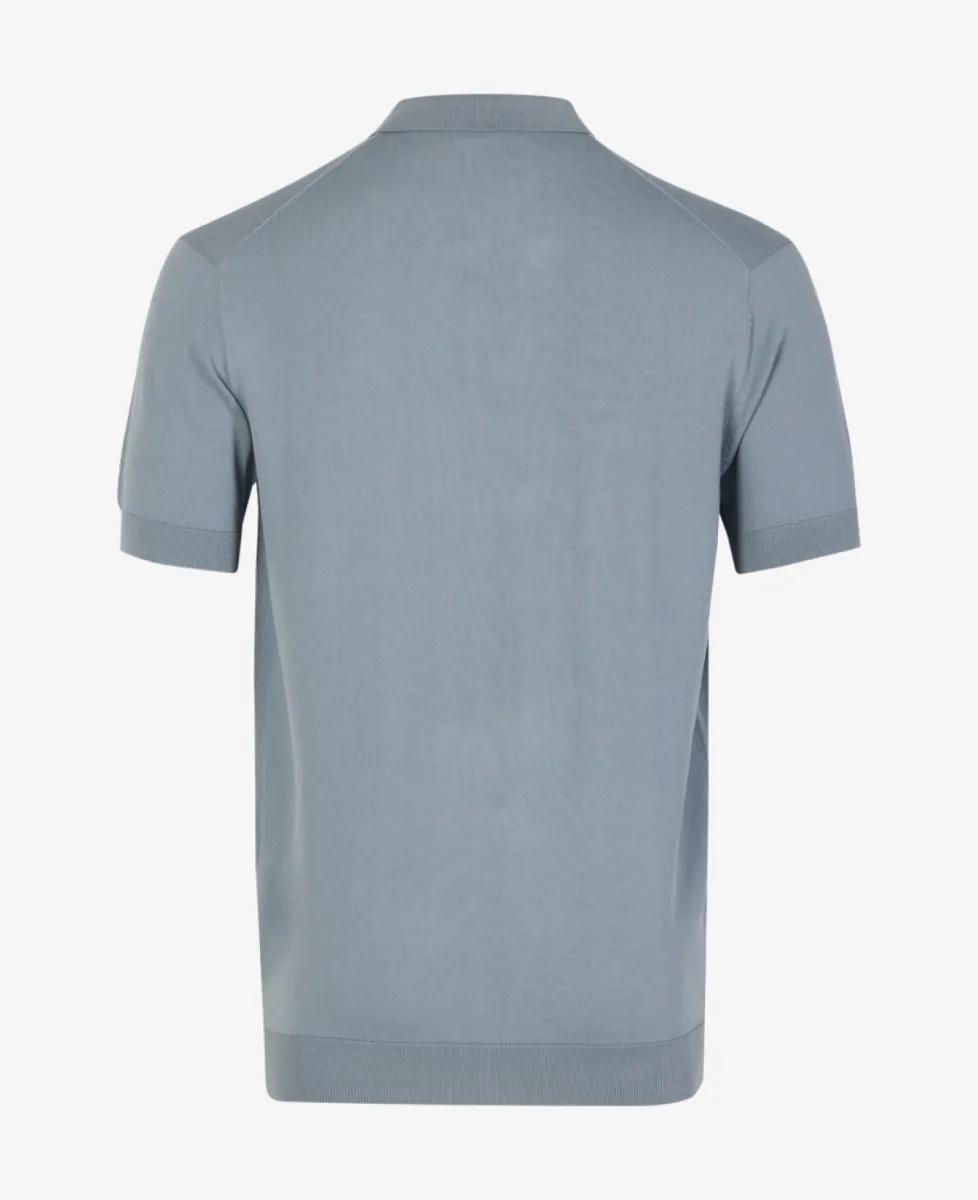 Seven Dials Polo Gebreid - Middelblauw 7 Seven Dials Seven Dials Polo Gebreid - Middelblauw