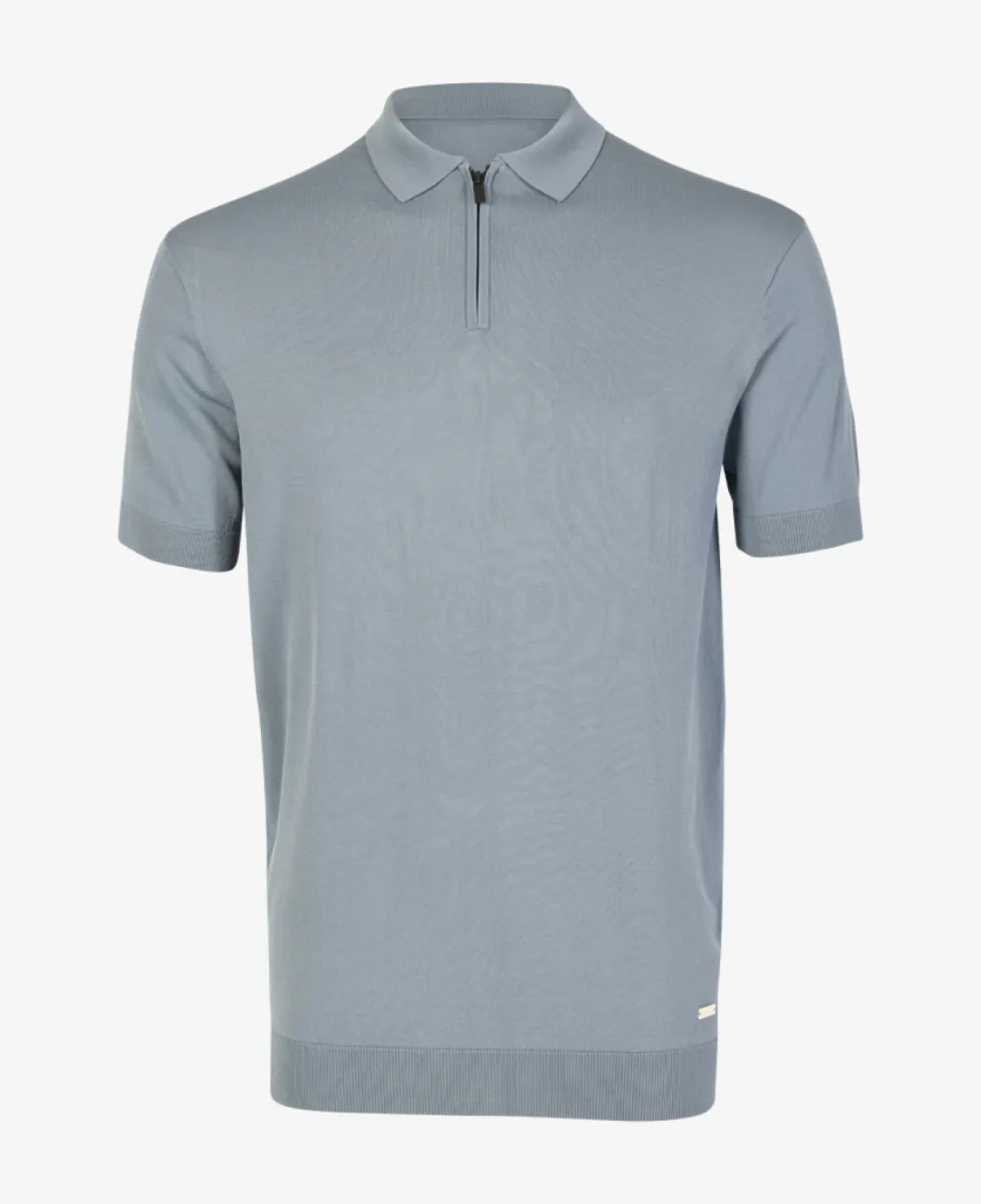 Seven Dials Polo Gebreid - Middelblauw 1 Seven Dials Seven Dials Polo Gebreid - Middelblauw
